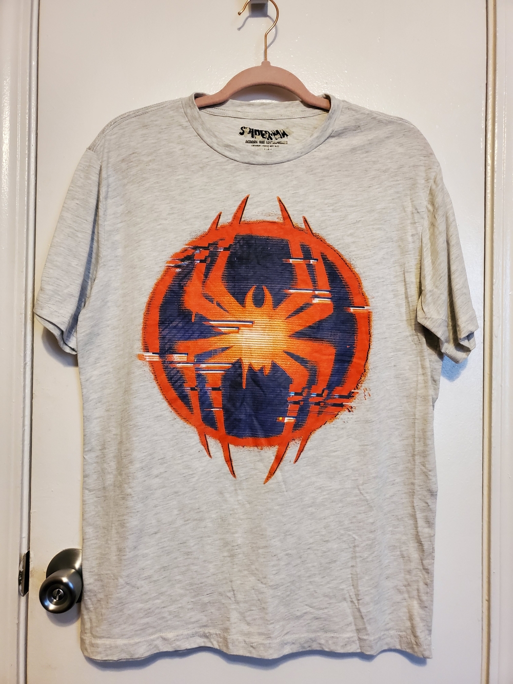 Spiderman Short Sleeve Tee - Light Gray with Orange & Navy Emblem